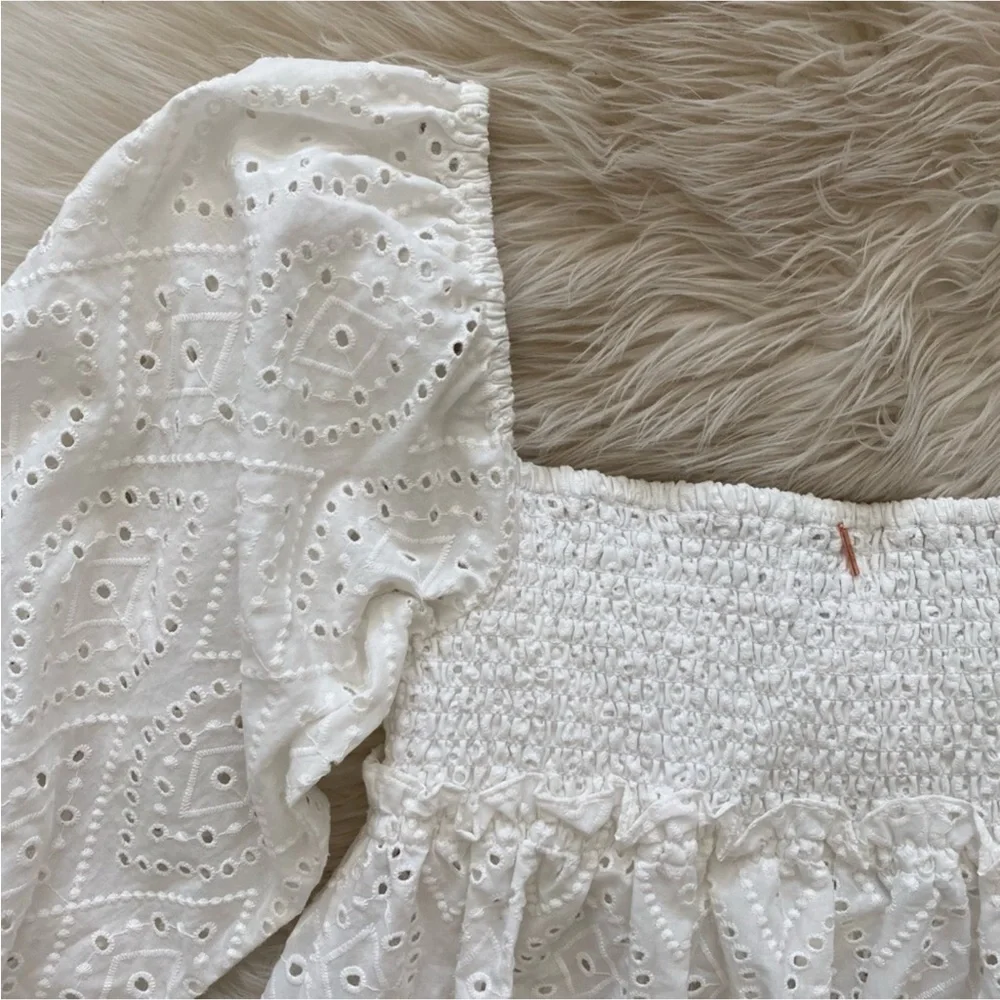 Anthro Misa Los Angeles Sera Off the Shoulder White Eyelet Lace Top
